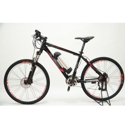 electric mountain bike, powered by battery,  hub motor